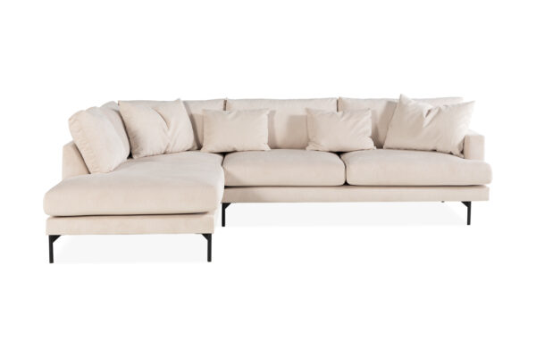 Menard 4-seters L Sofa Manchester med Sjeselong Venstre - Lys Beige / Natur