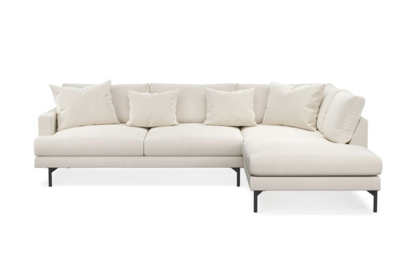 Menard Fløyel 4-seters L Sofa med Sjeselong Høyre - Lys beige