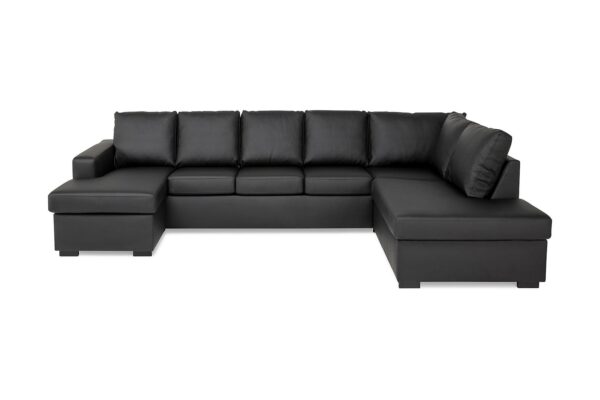 Crazy U-sofa XL Divan Venstre - Svart Kunstlær