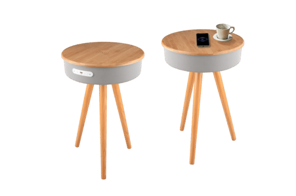 Smart kafe bord med høytaler og trådløs lading